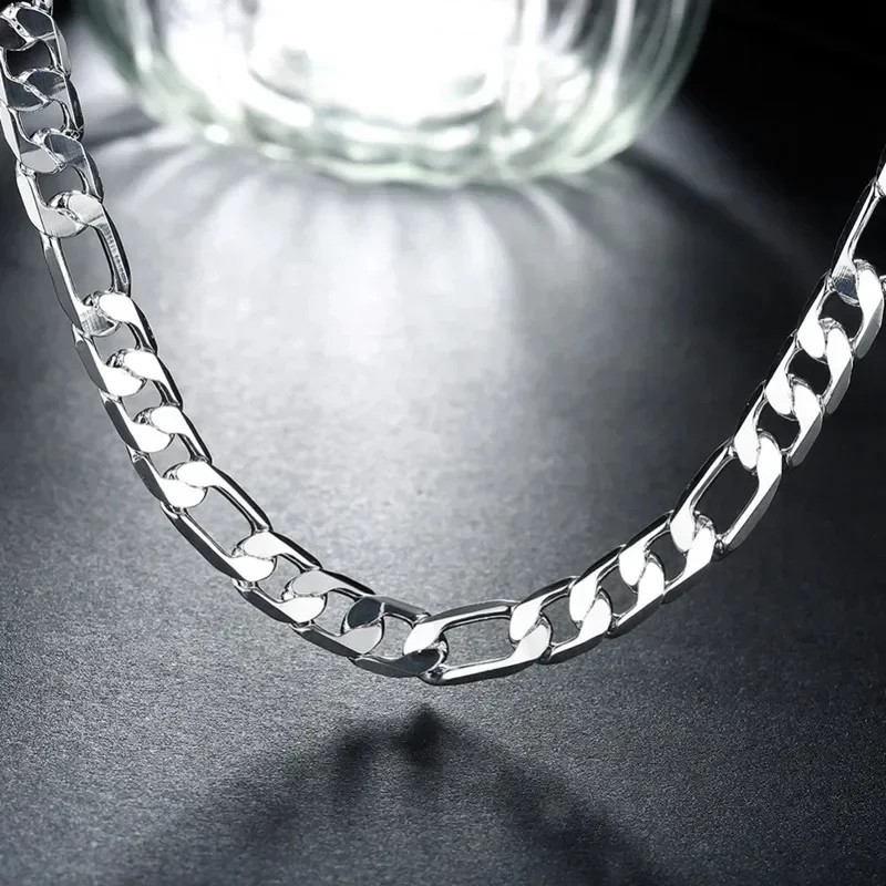 925 Sterling Silver Classic 12MM Cuban Chain Necklace Men Charm Fashion Jewelry