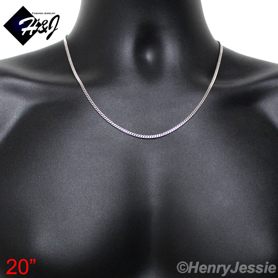 16″-30″MEN WOMEN 925 STERLING SILVER 2MM MIAMI CUBAN CURB CHAIN NECKLACE*SN14