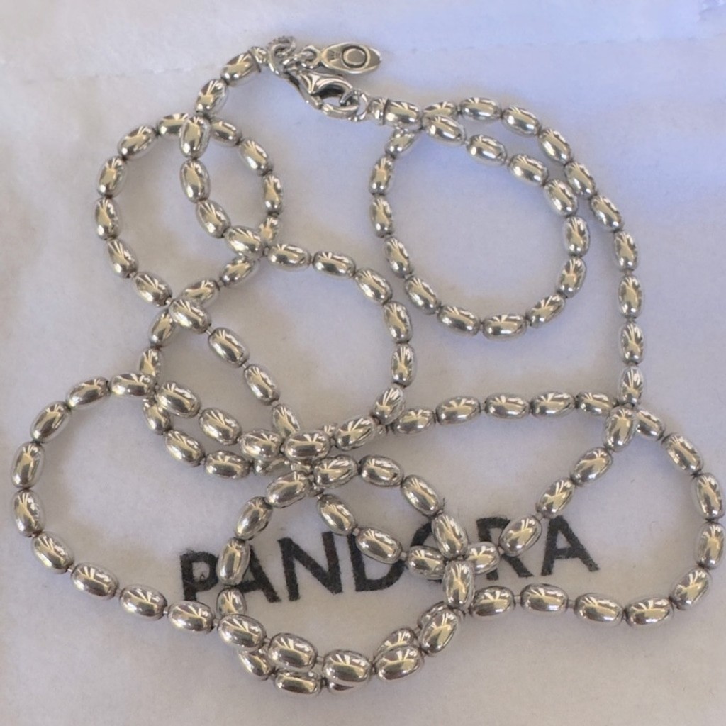 Genuine Pandora Rice Ball Beaded Chain Necklace S925 ALE 60cm