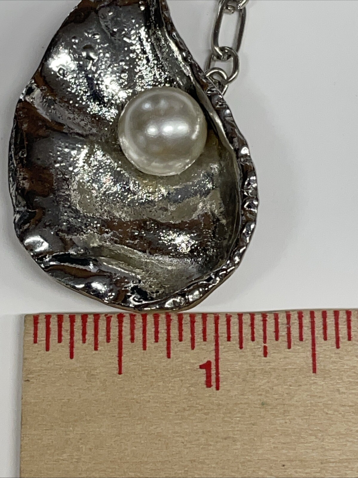 Oyster Shell Silver Necklace 30″ Link Chain Sea Life Coastal Fashion Jewelry NEW