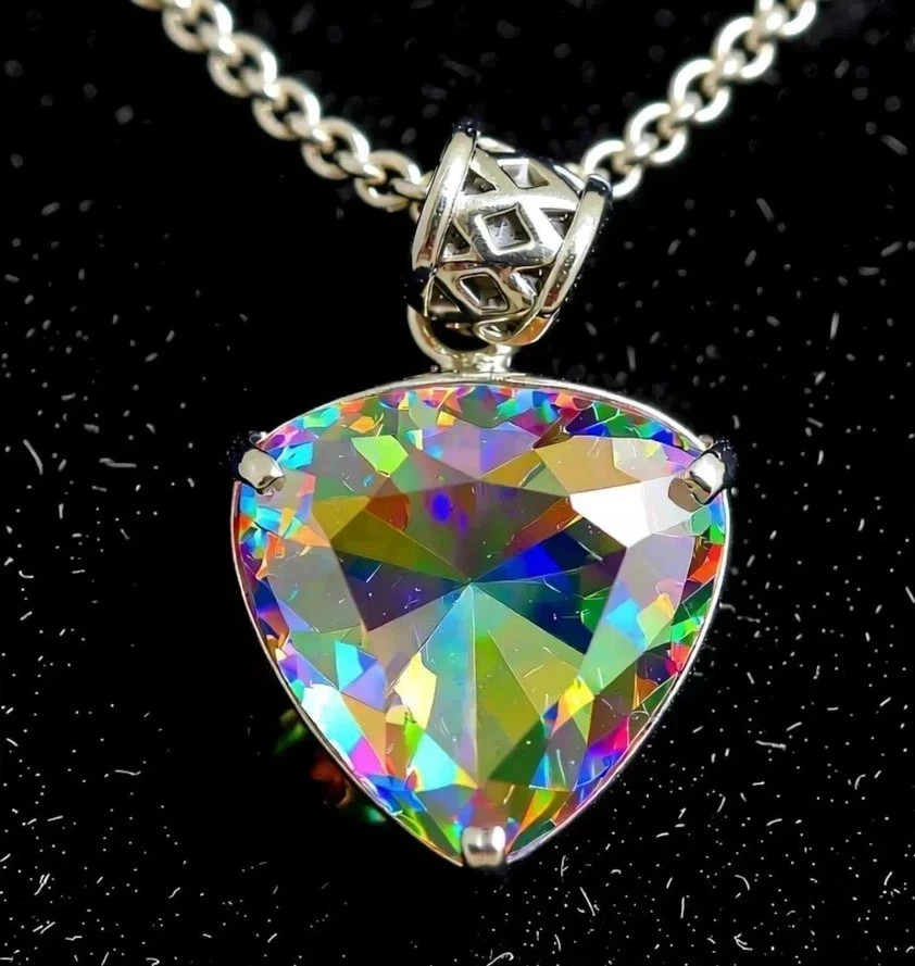 60 CT+ Flawless Rainbow Fire Mystic Topaz 925 Sterling Silver Plated Jewelry