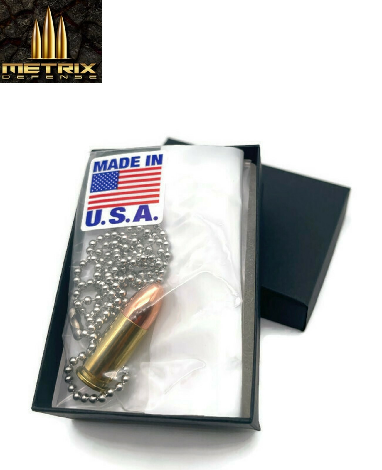 9mm necklace bullet Luger necklace snap cap bullet bead chain pendant dog tag