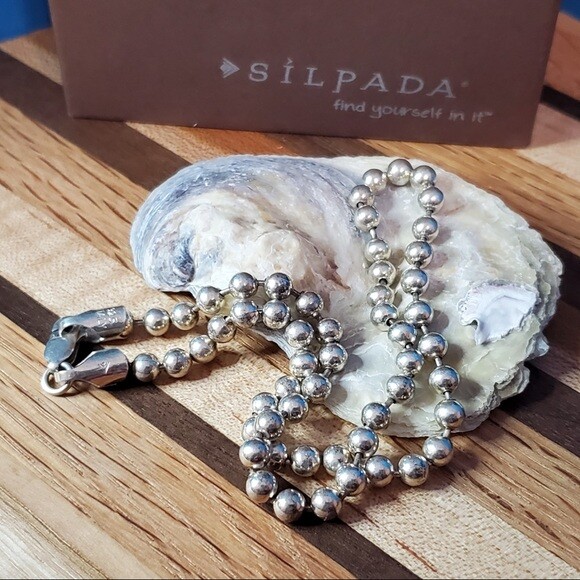 SILPADA Sterling Silver 5mm bead ball 16 inch Dog Tag Chain necklace N0048