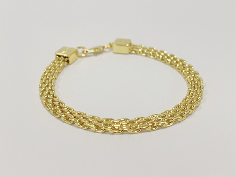 Real 14K Yellow Gold Multiple Layer Bracelet Chain Solid Link Jewelry Gift 6mm