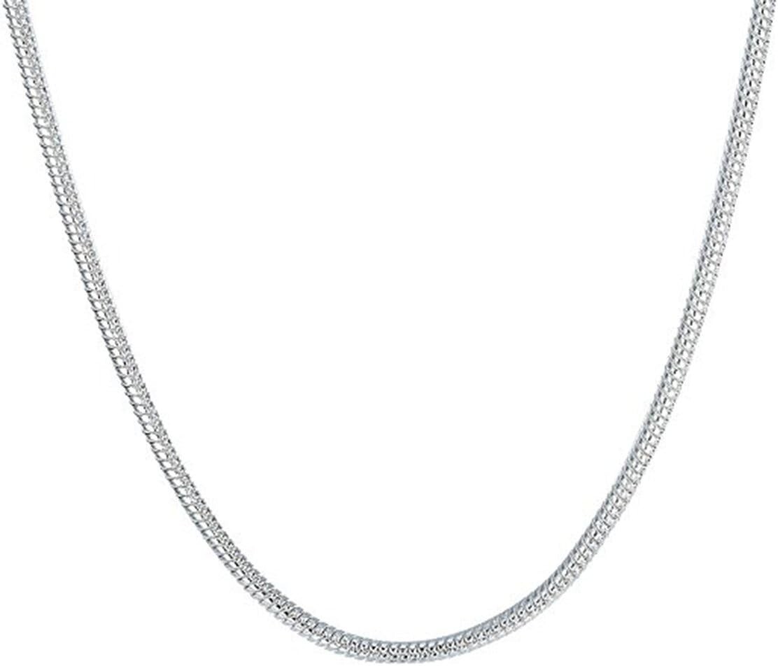 2mm Men Woman 925 Silver Plated Round Snake Chain Necklace 16-24”