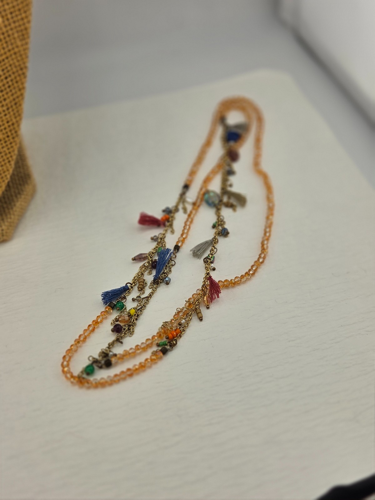 Beautiful Boho Long Tassel and Bead Necklace