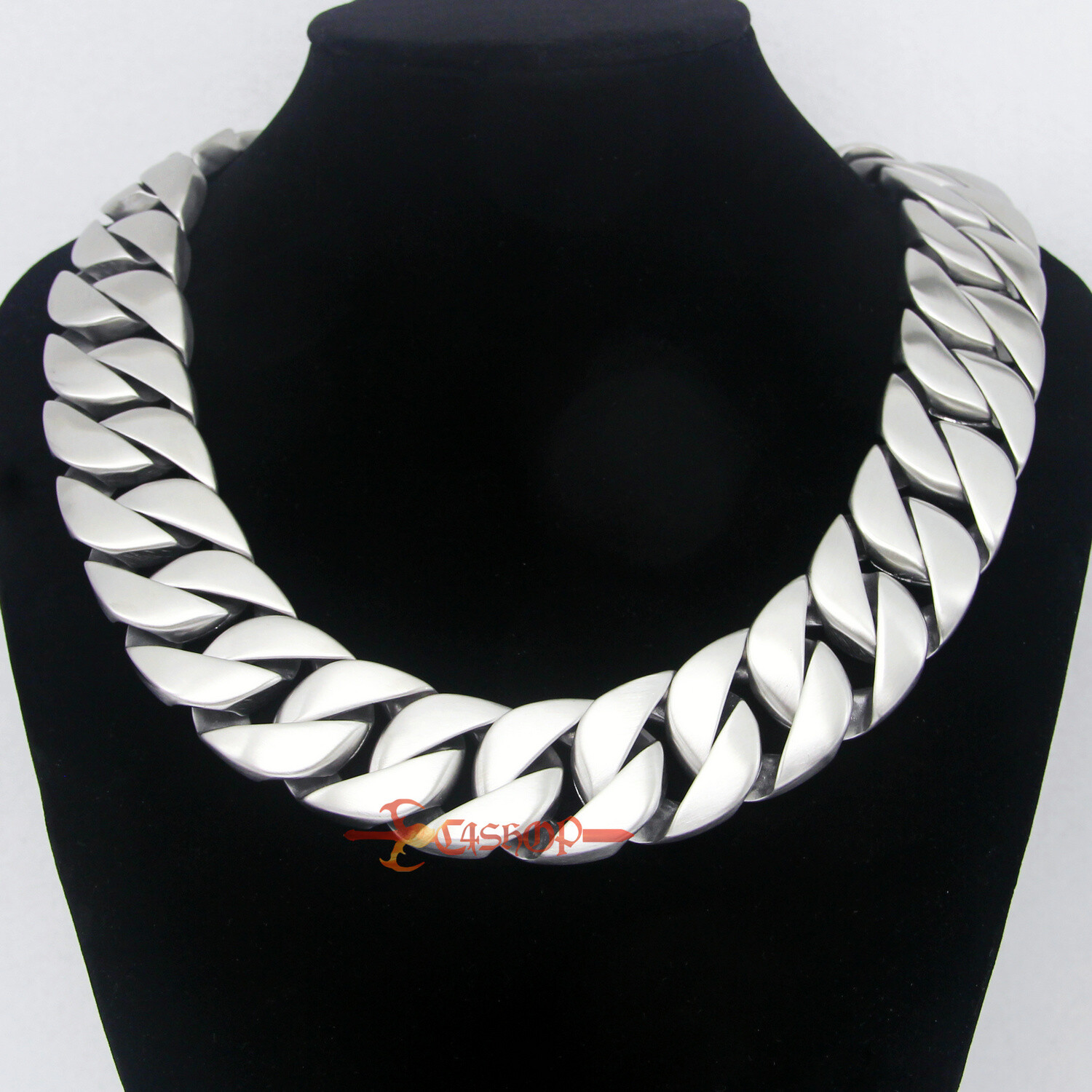Huge Heavy Matte Brushed Stainless Steel Cuban Chain Men’s Bracelet Necklace