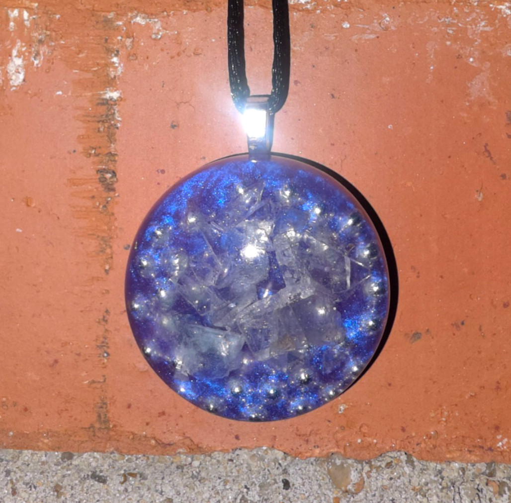 Flourite Orgonite Orgone Energy Pendant Necklace Purple Spiritual Tool Protect