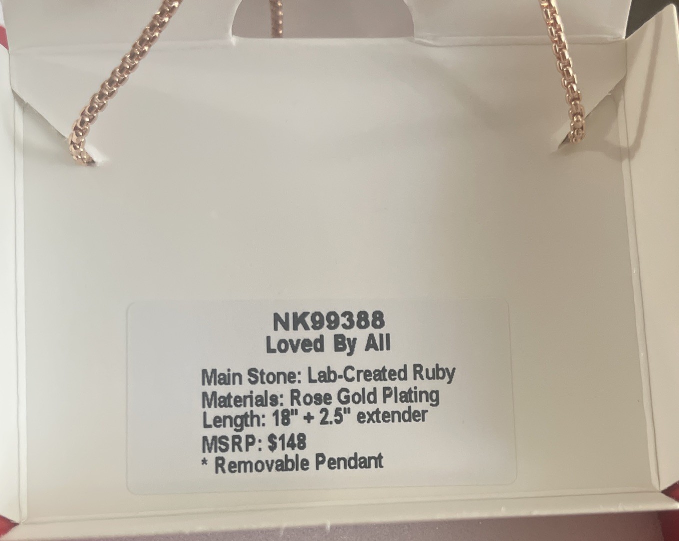 BP July 26 Birthday Rose Gold Plated Necklace With Lab Created Ruby Heart