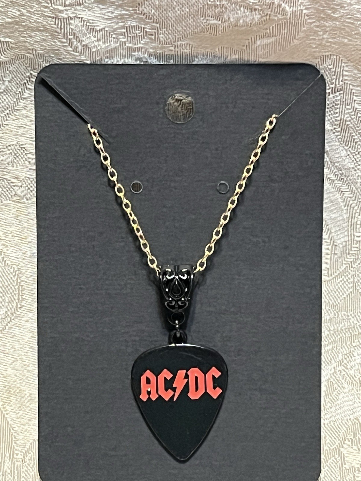 Rock Band AC/DC Black Pendant Gold Necklace Fashion Festival Jewelry