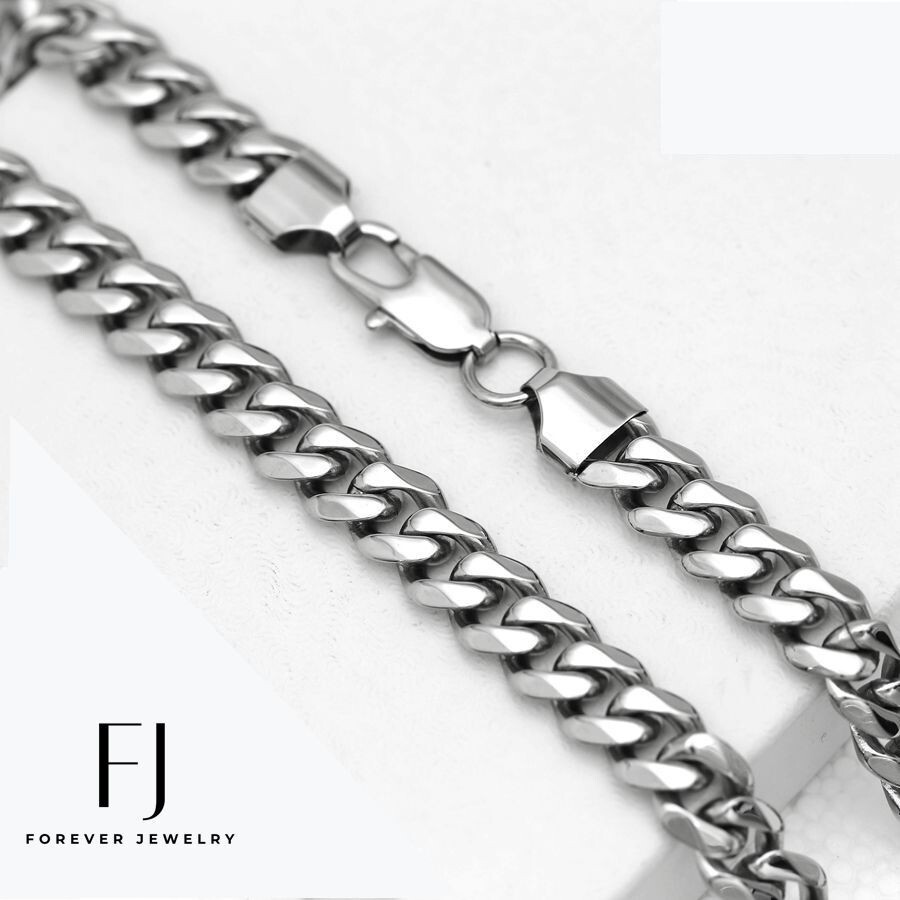 Men’s 30″ Silver Stainless Steel 7mm Miami Cuban Curb Chain Necklace + BOX