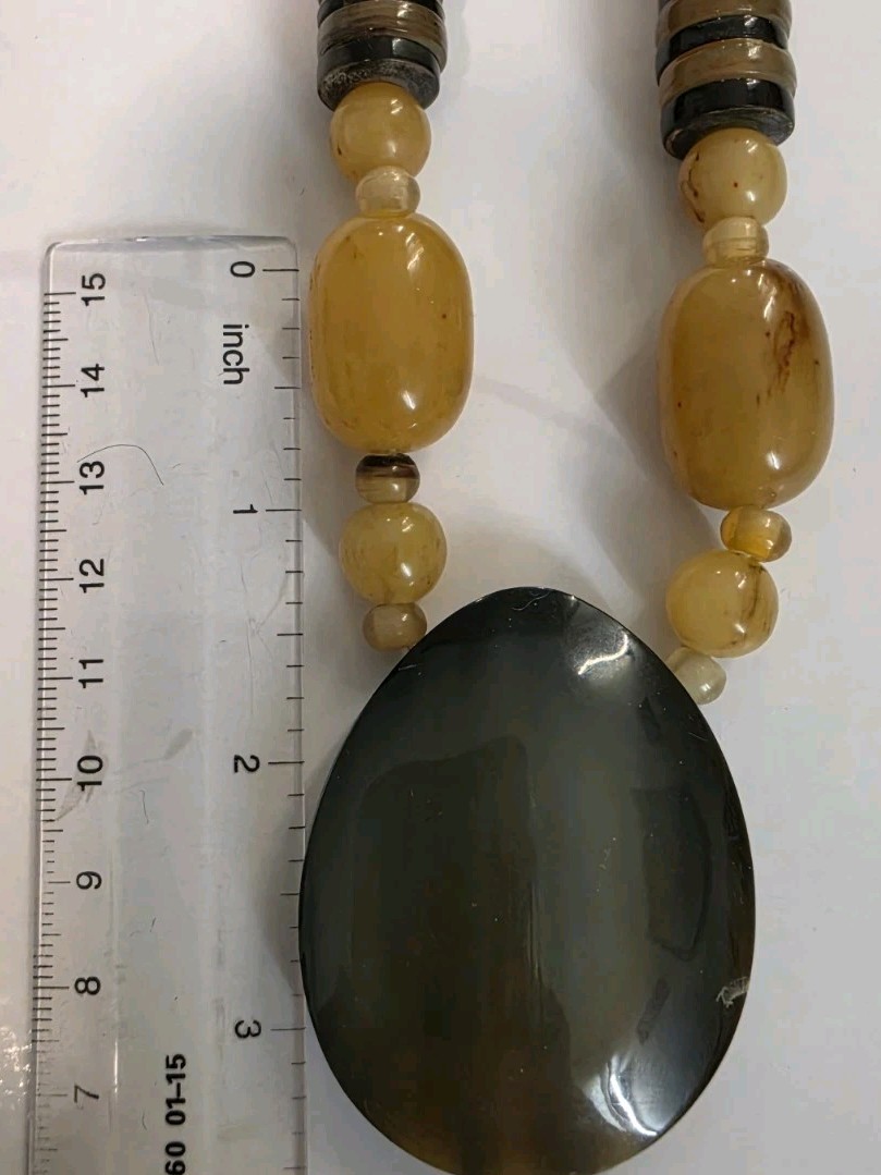Beautiful Multicolor Long Resin Bead Necklace With Pendant