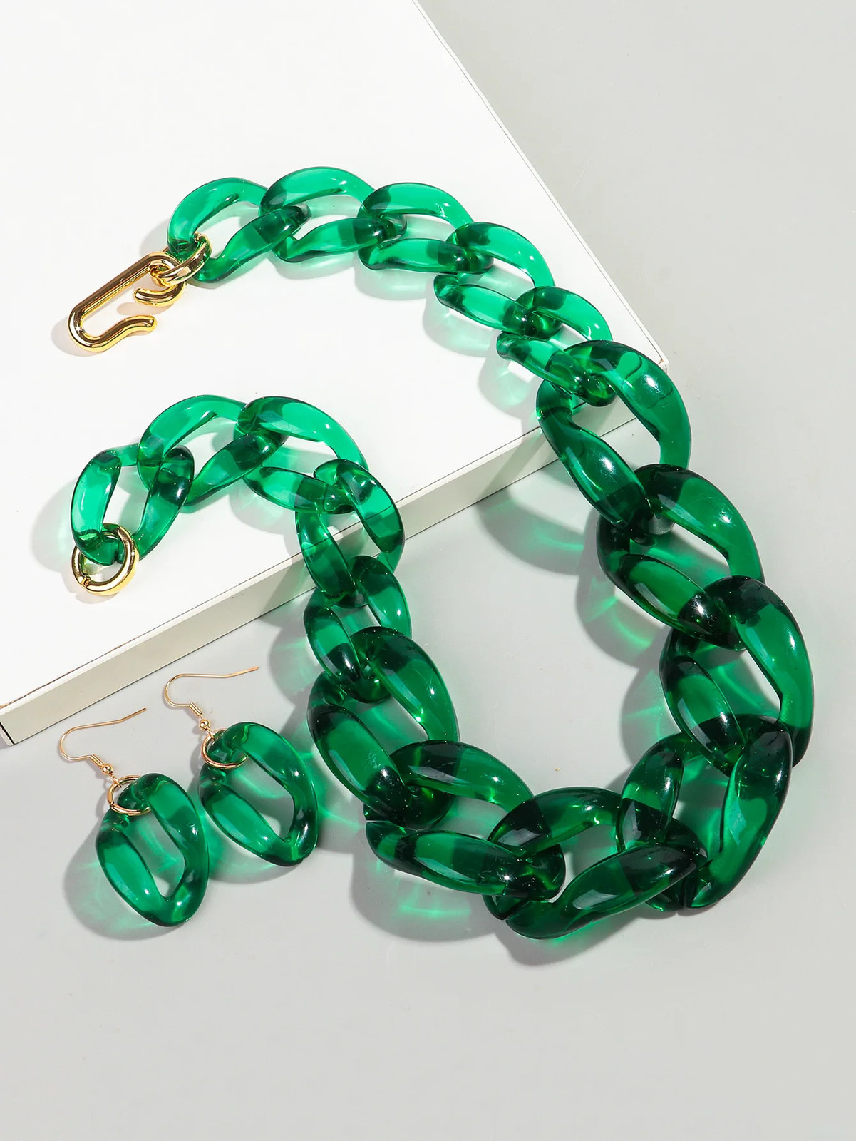 Acrylic Link Chain Necklace Chunky Statement 50cm Party Collar Women Jewelry