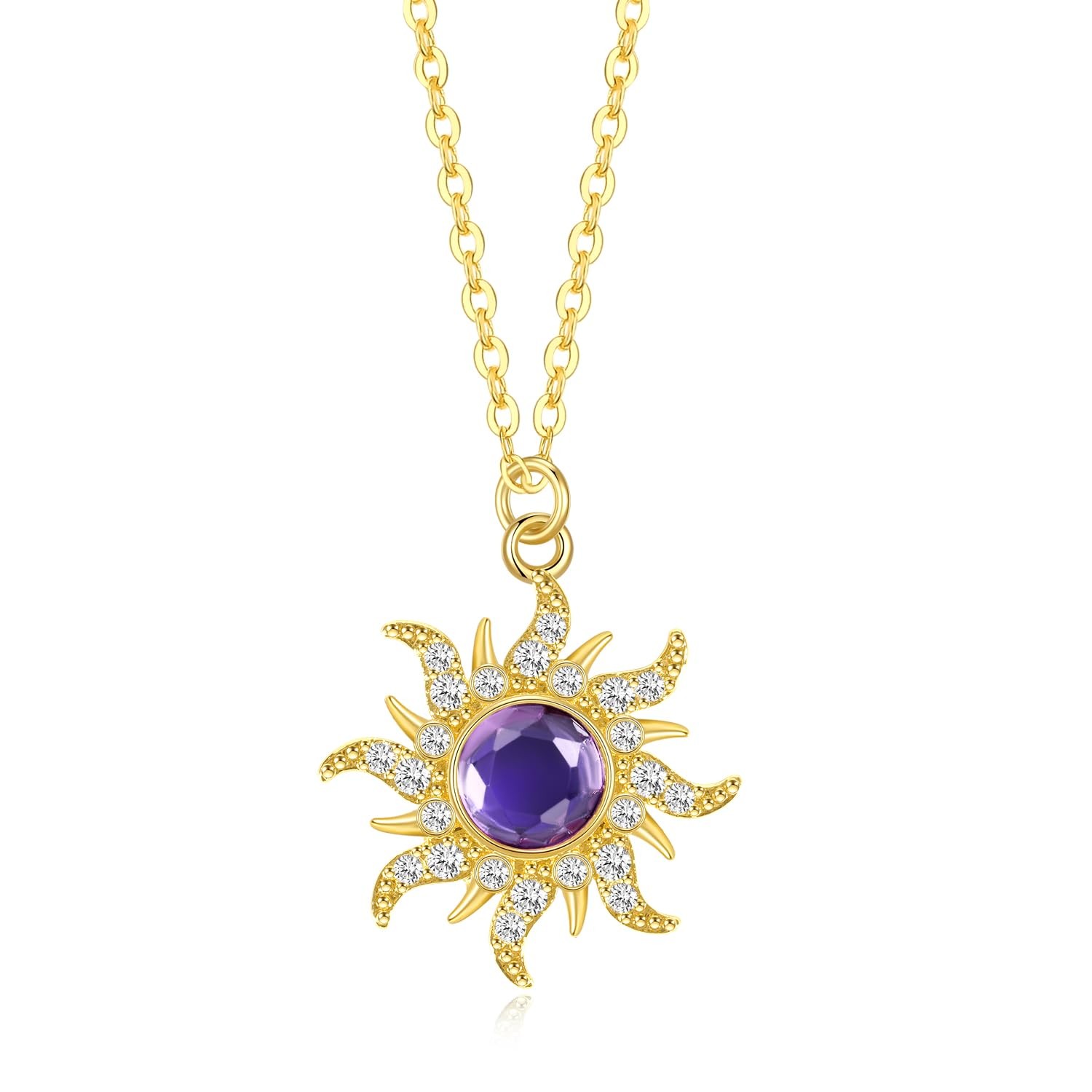 JINSAWW Tangled Rapunzel Necklace Purple Sun Necklace Sun Pendant Necklace Pr…