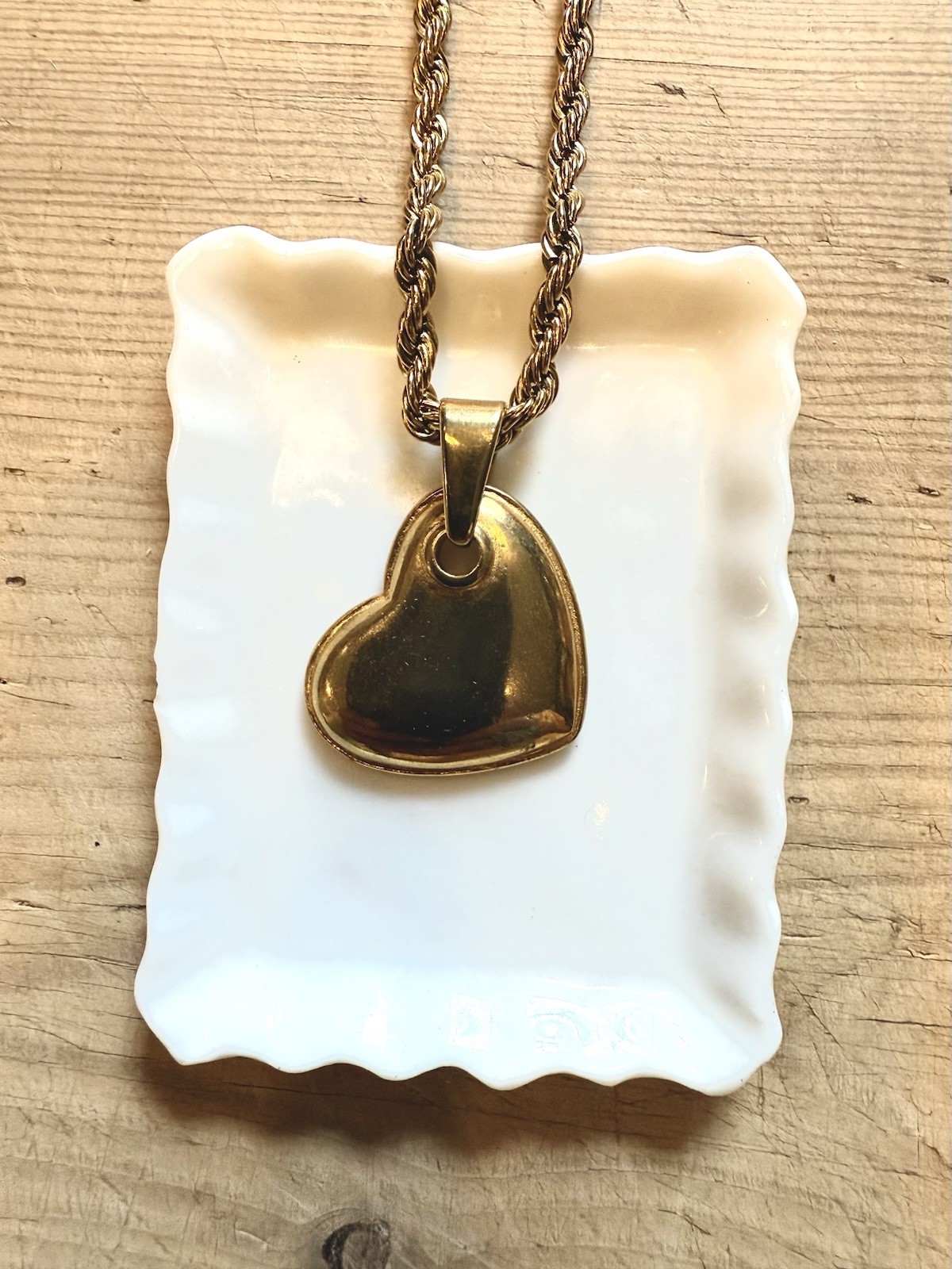 Modern Gold-Toned Heart Pendant Necklace With Gold-Toned 20” Chain
