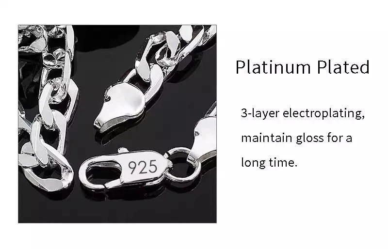 Solid 925 Sterling Silver Plated Chain Necklace Men Women Wedding Engagement Gif