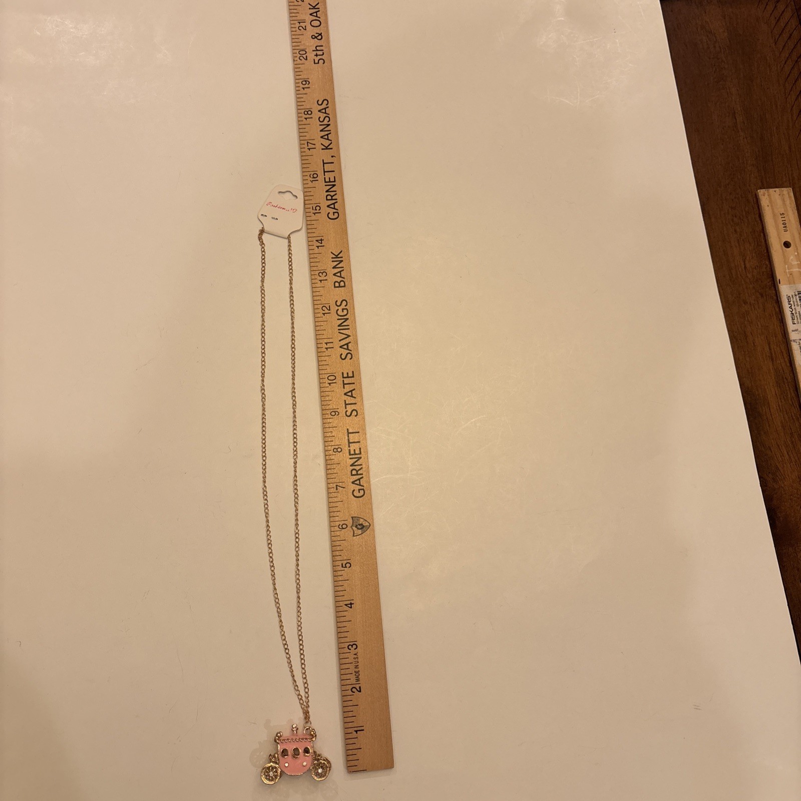 Pink Carriage 3D Pendant Chain Necklace Pink And Gold Princess