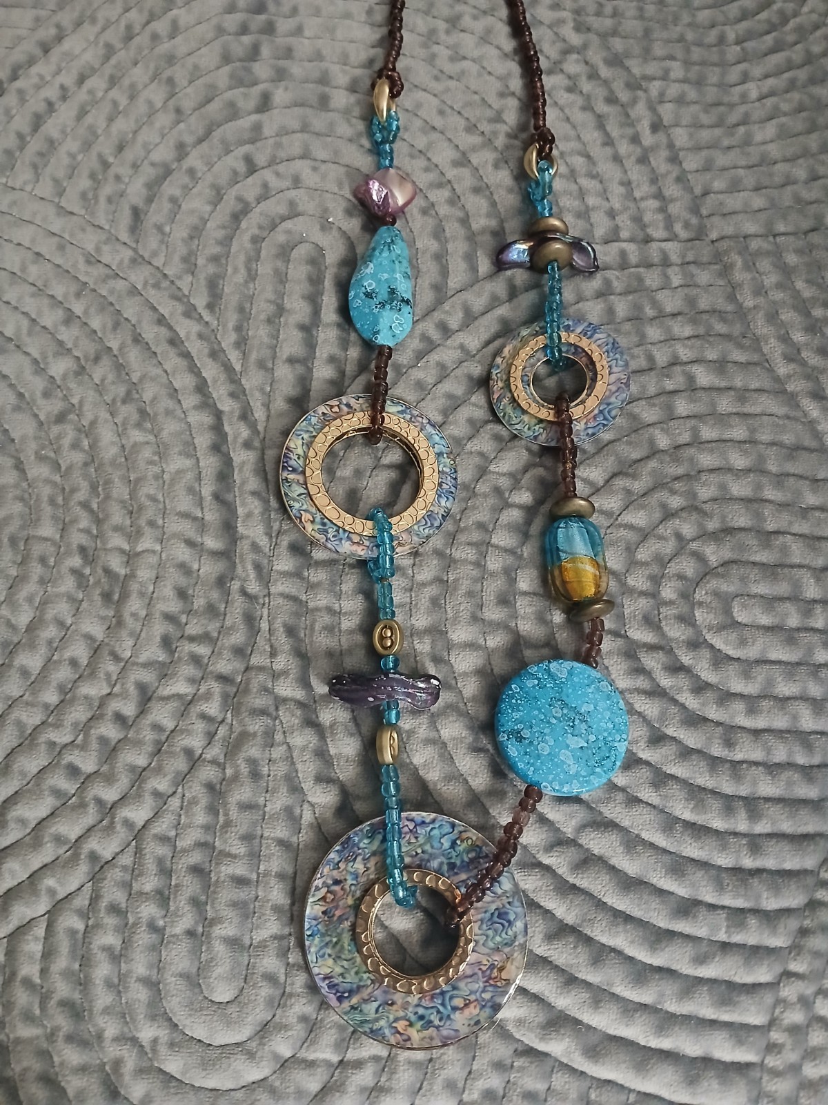 Boho Inspired, Multi Circle design In Shades Blues A Must Have
