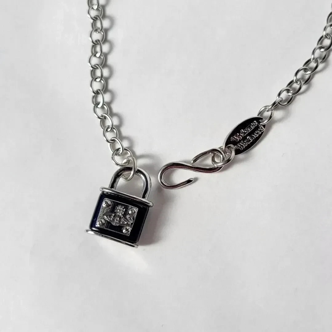 Vivienne Westwood Padlock Necklace Black×Silver