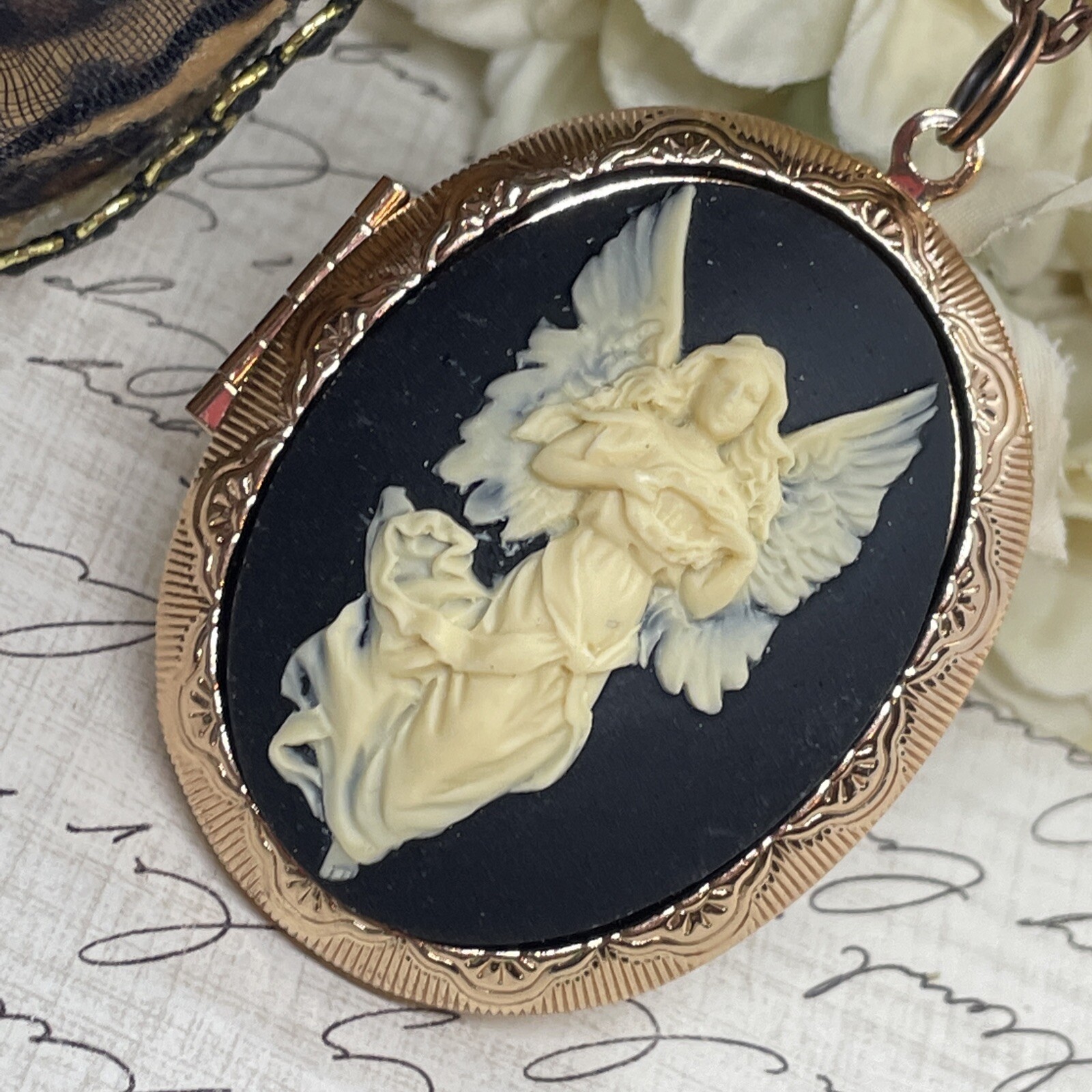 Angel Wedding Anniversary Birthday Rose Gold gift Bridal Bridesmaid Photo Locket