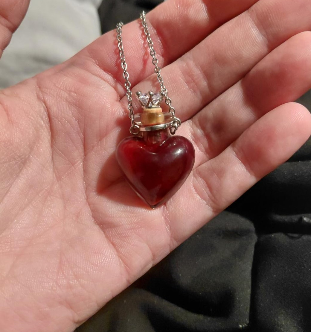 Heart Shaped Vial Necklace Glass Perfume Bottle Pendant Memorial Keepsake USANew