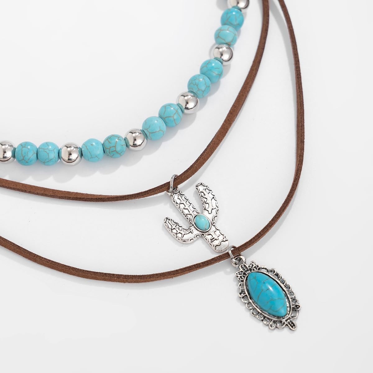 CSIYANJRY99 Layered Western Necklaces for Women Medium, Turquoise/Silver