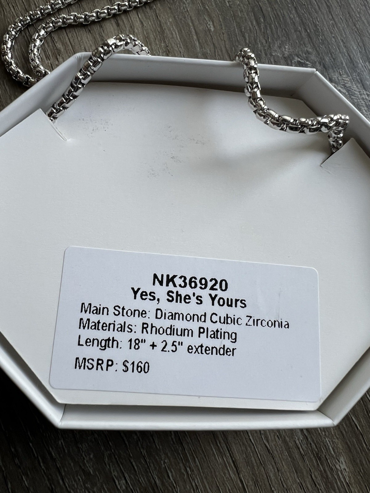 Bomb Party April 2025 necklace cz rhodium Yes, She’s Yours NK36920