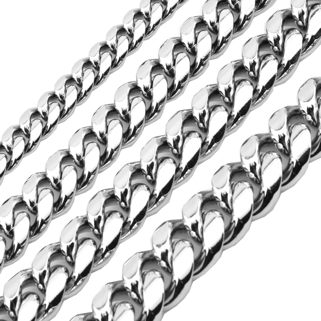 Fashion Mens Miami Cuban Link Bracelet or Chain Necklace Silver Stainless Steel