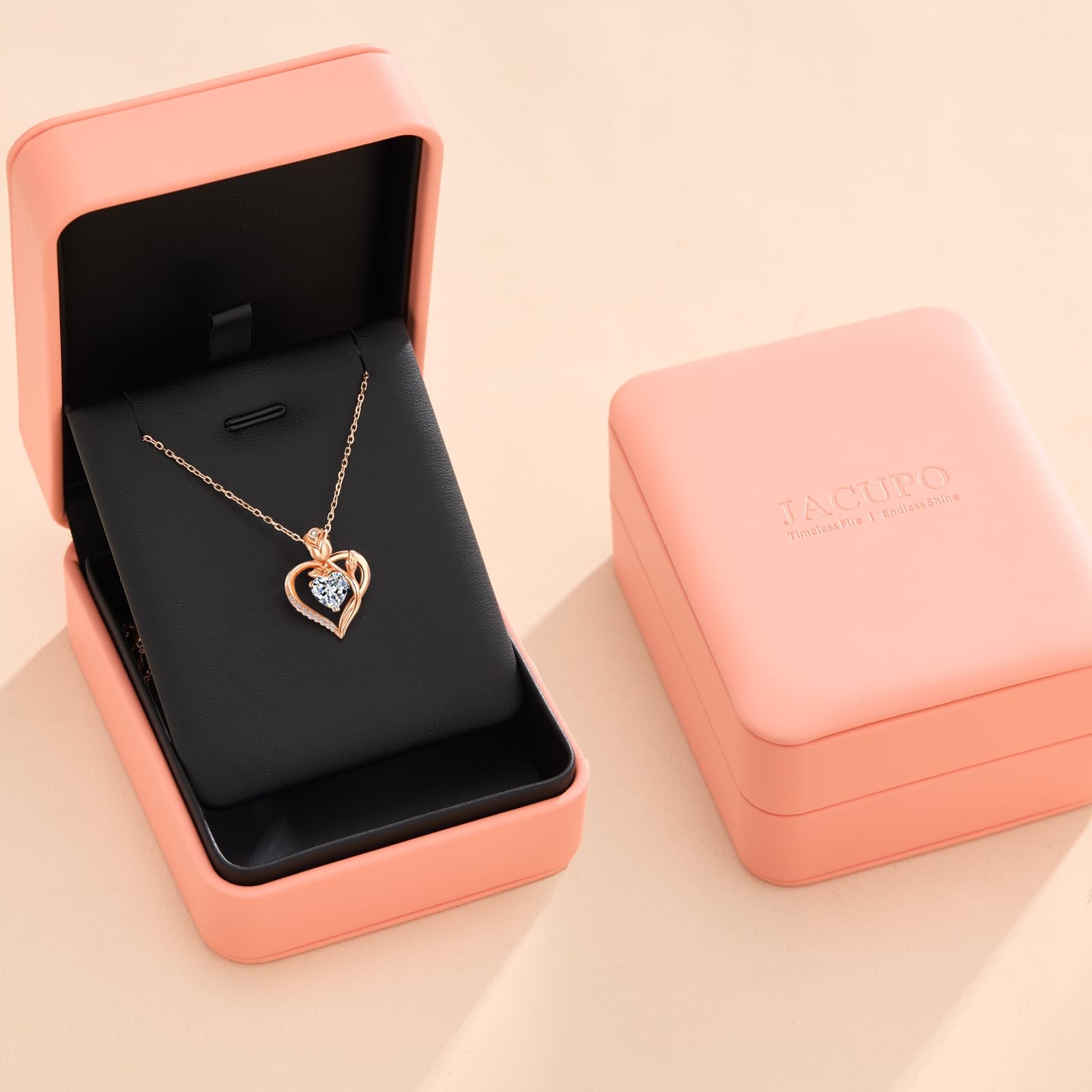 1.2CT Rose Heart Necklace Option of Moissanite or Lab-Grown Medium, Silver