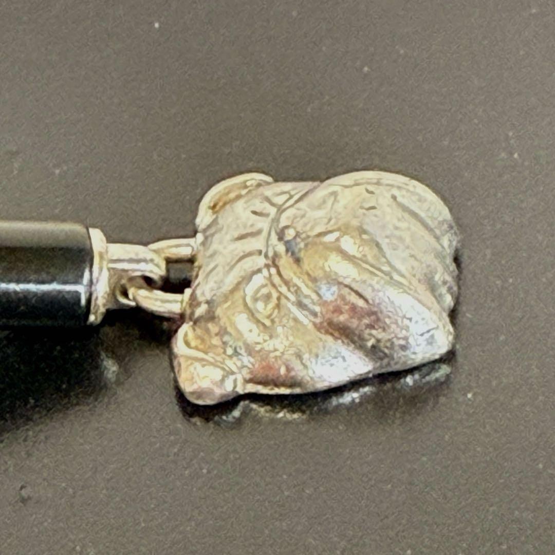 GUCCI Rare Bulldog Charm Necklace Silver Dog Excellent