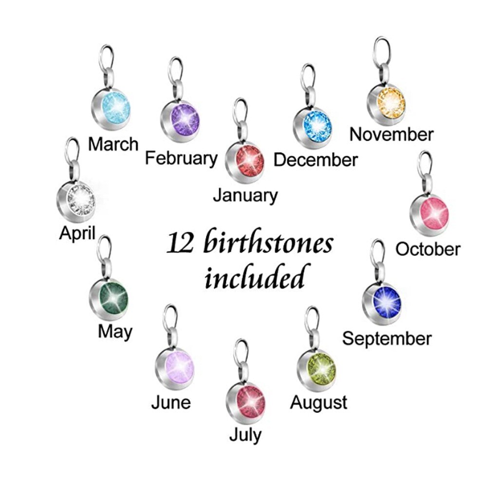 perfume bottle Heart Urn Necklace for Ashes with 12 colors Birthstones Jewelry