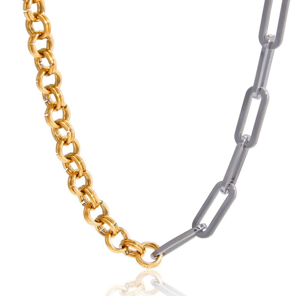 Fashion Woman 18k Gold Plated Thick Paper Clip Rolo Chain Necklace Anti-tarnish