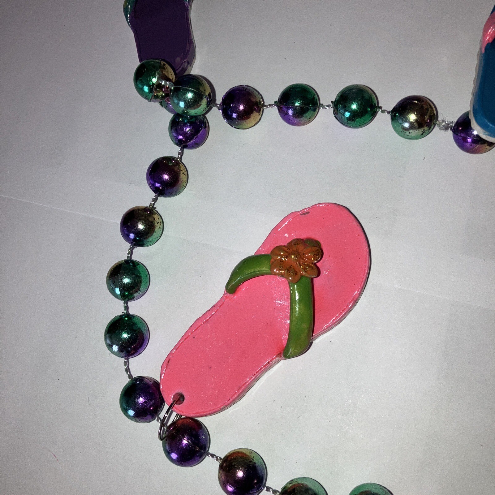 Adult/Teen Unisex Colorful, 5 Flip flops Beaded Necklace