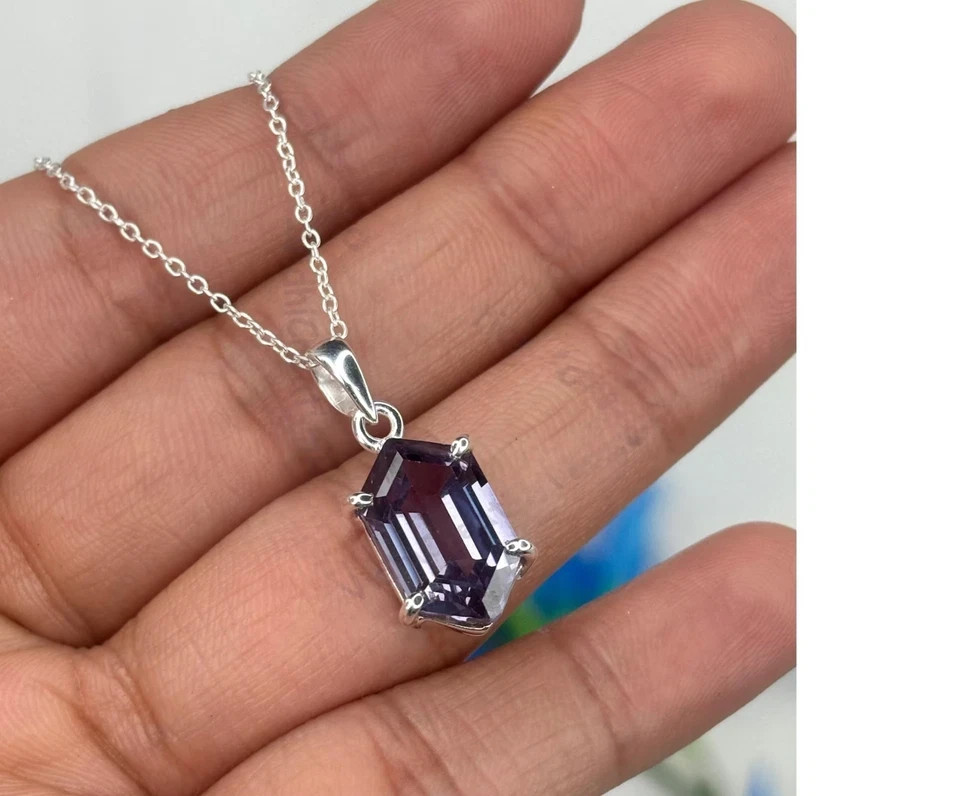 20 Ct AAA+Natural Color Change Alexandrite Certified Gemstone Pendant 925 Silver