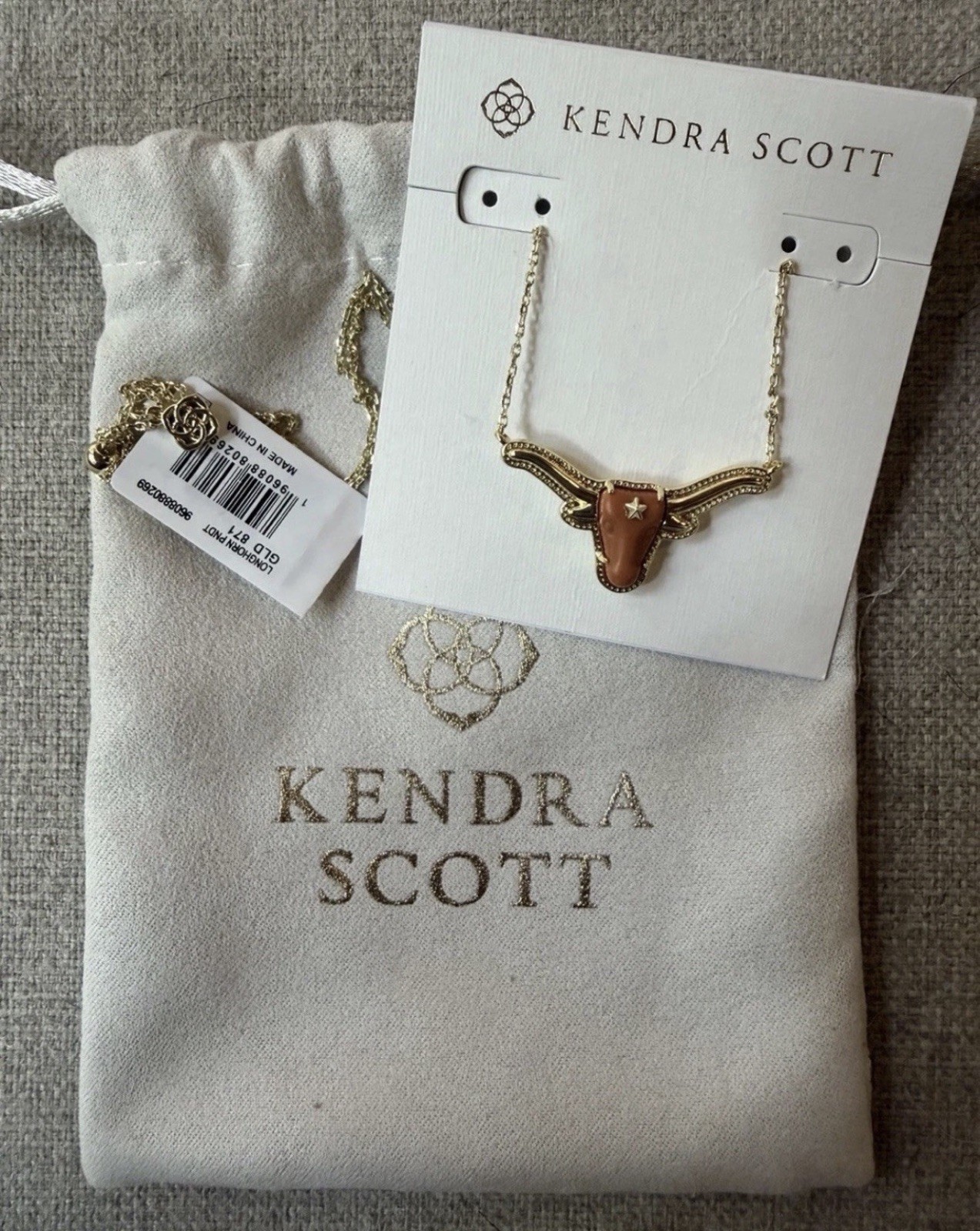 Kendra Scott Gold Texas Longhorn 19’ Necklace With Extender