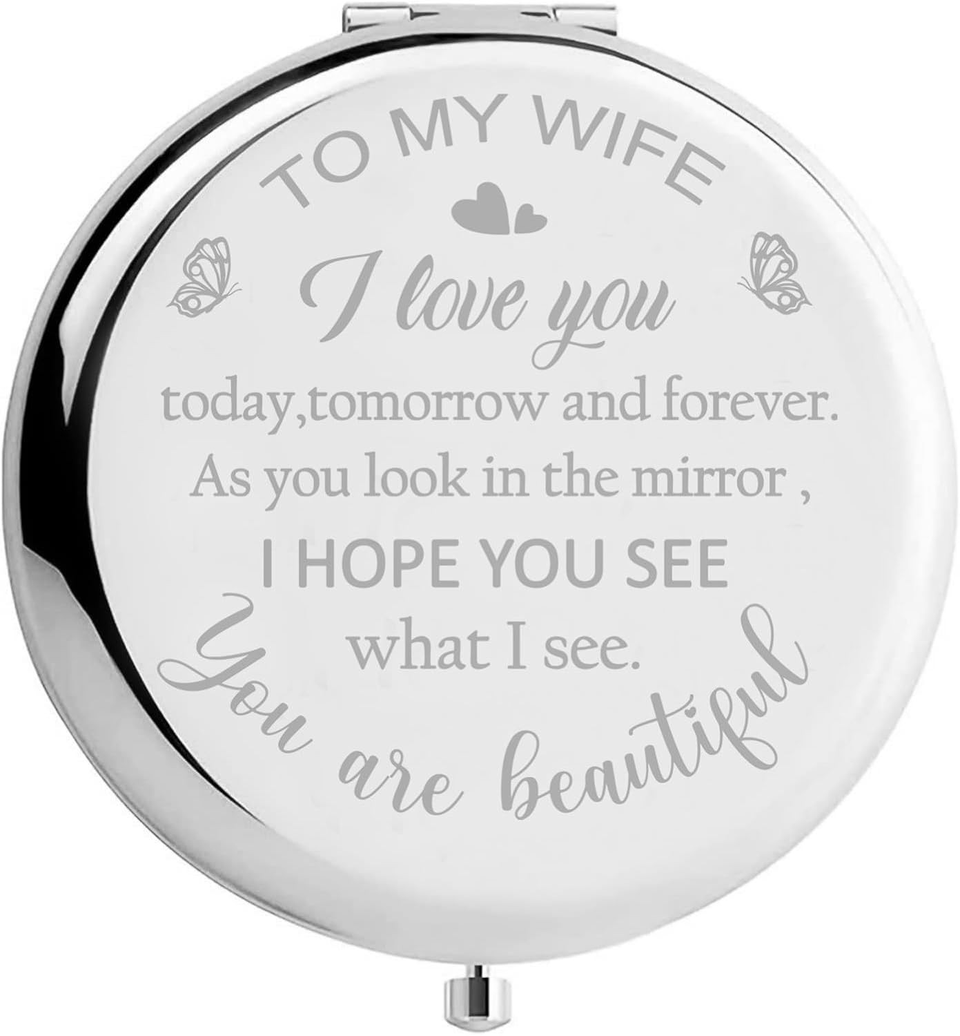 Romantic Compact Mirror Gift for Wife – Perfect for Valentine’s Day & Anniversar