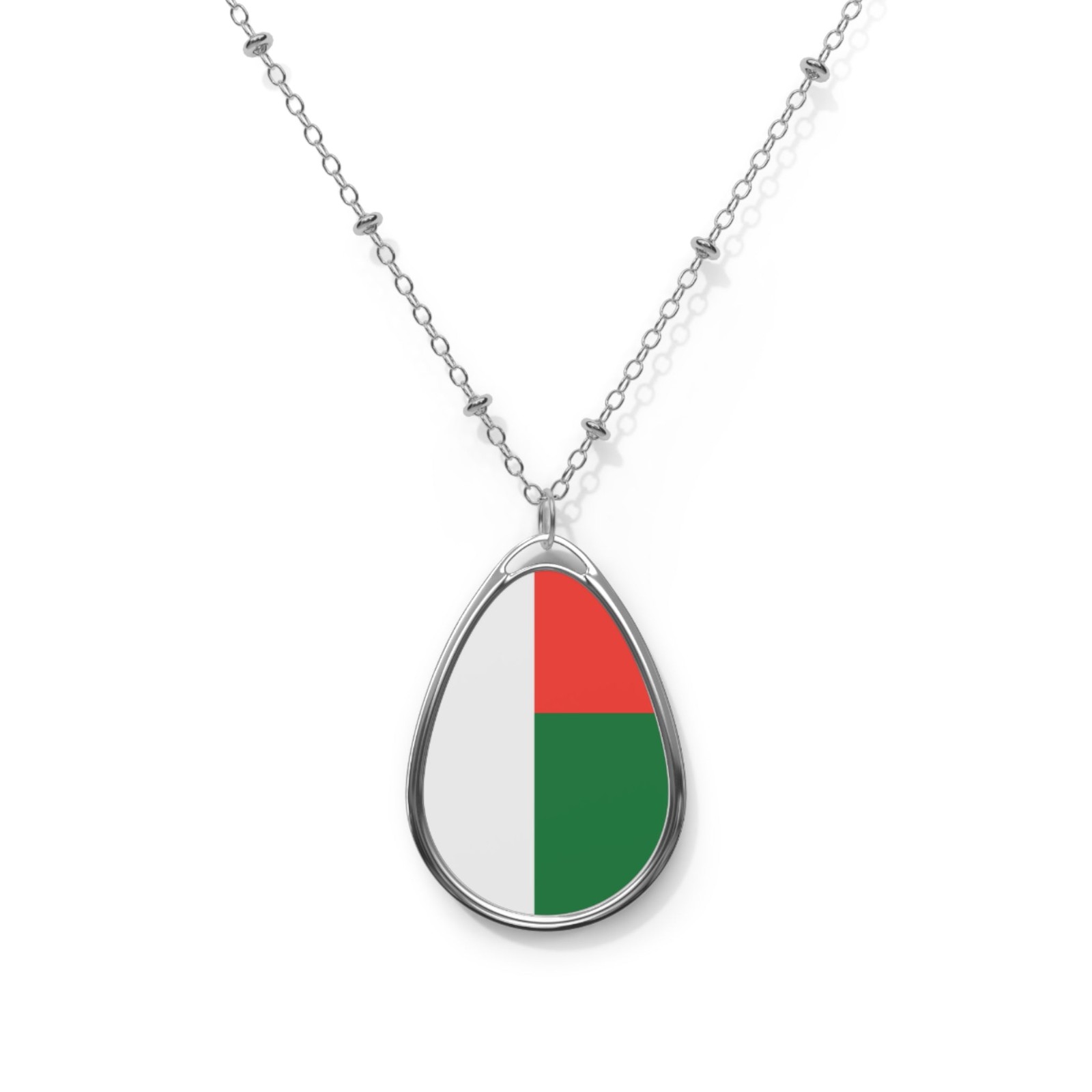 Madagascar Flag Oval Necklace – Malagasy Heritage Pendant – One Size /