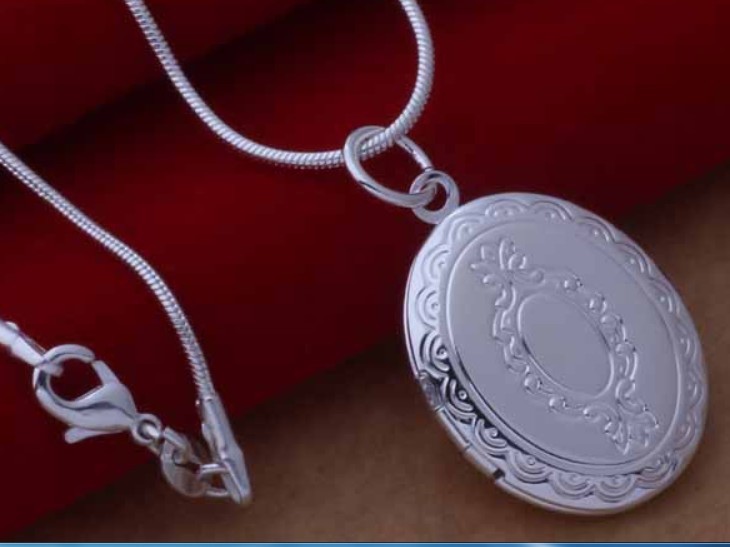 925 Sterling Silver Children Adult Oval Photo Locket Pendant Necklace 18″ N15