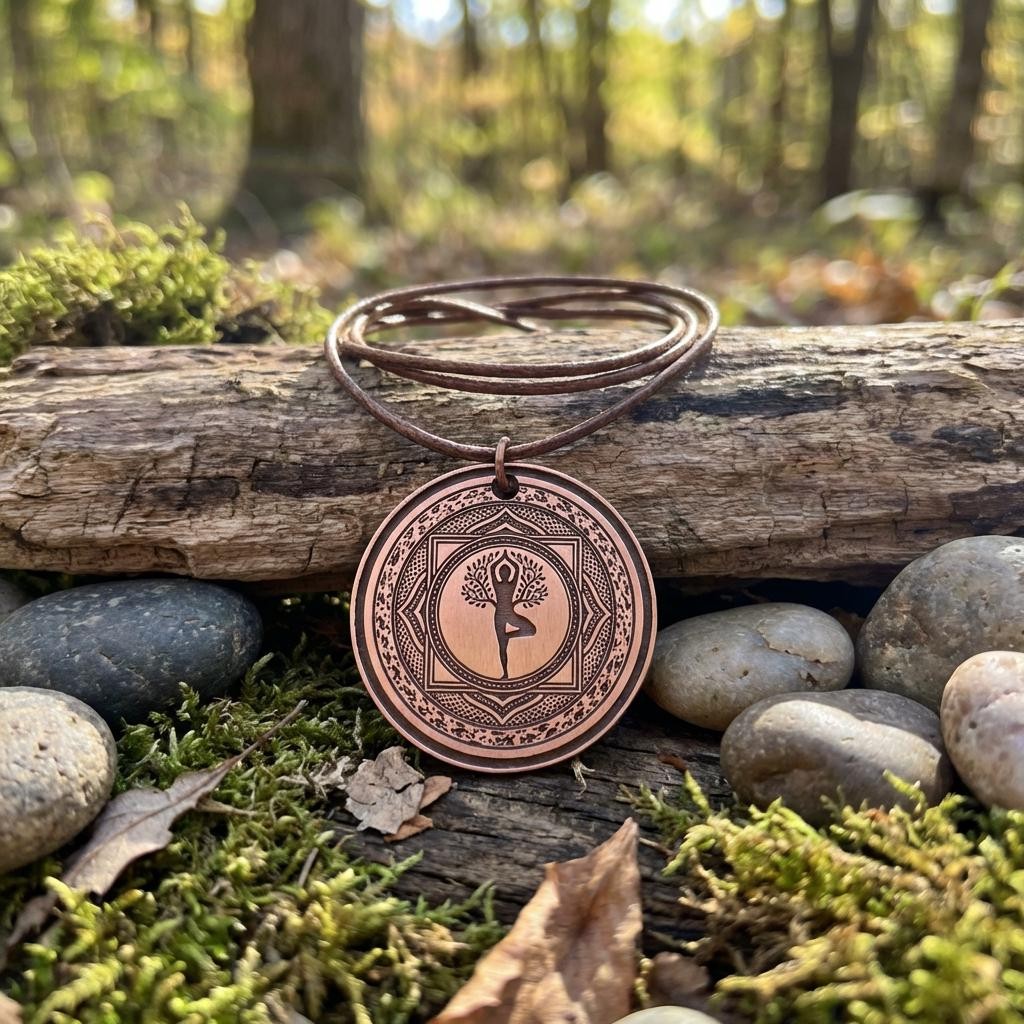 Boho Spiritual Copper Yoga Tree Pose Vrksasana Necklace – Handmade Boho Gift