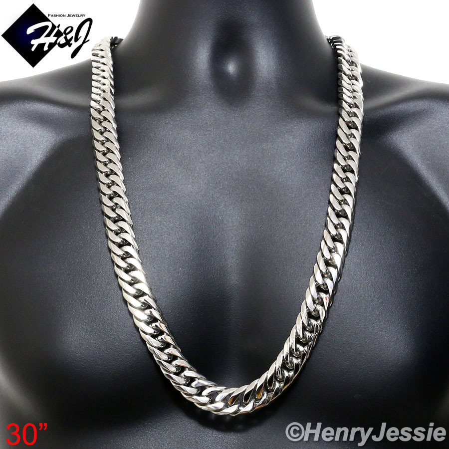 20″-40″MEN Stainless Steel HEAVY WIDE 16mm Silver Cuban Curb Link Chain Necklace