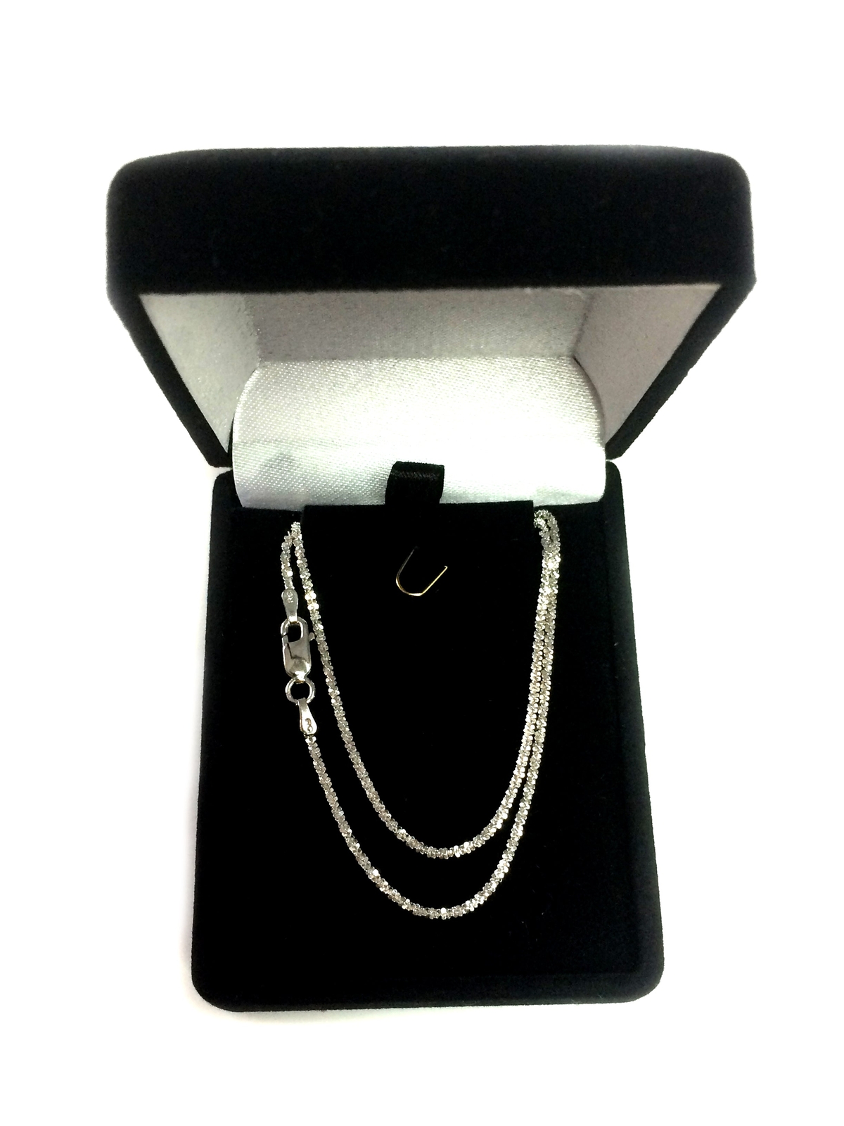 Sterling Silver Rhodium Plated Sparkle Chain Necklace, 1,5mm, 18″