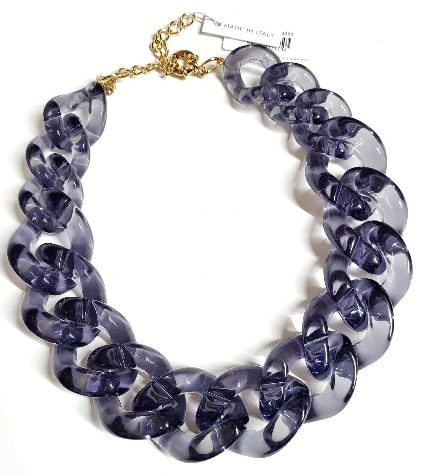 J.Crew Chunky Acetate Link Necklace Pale Graphite Plated Brass BK900 NWT