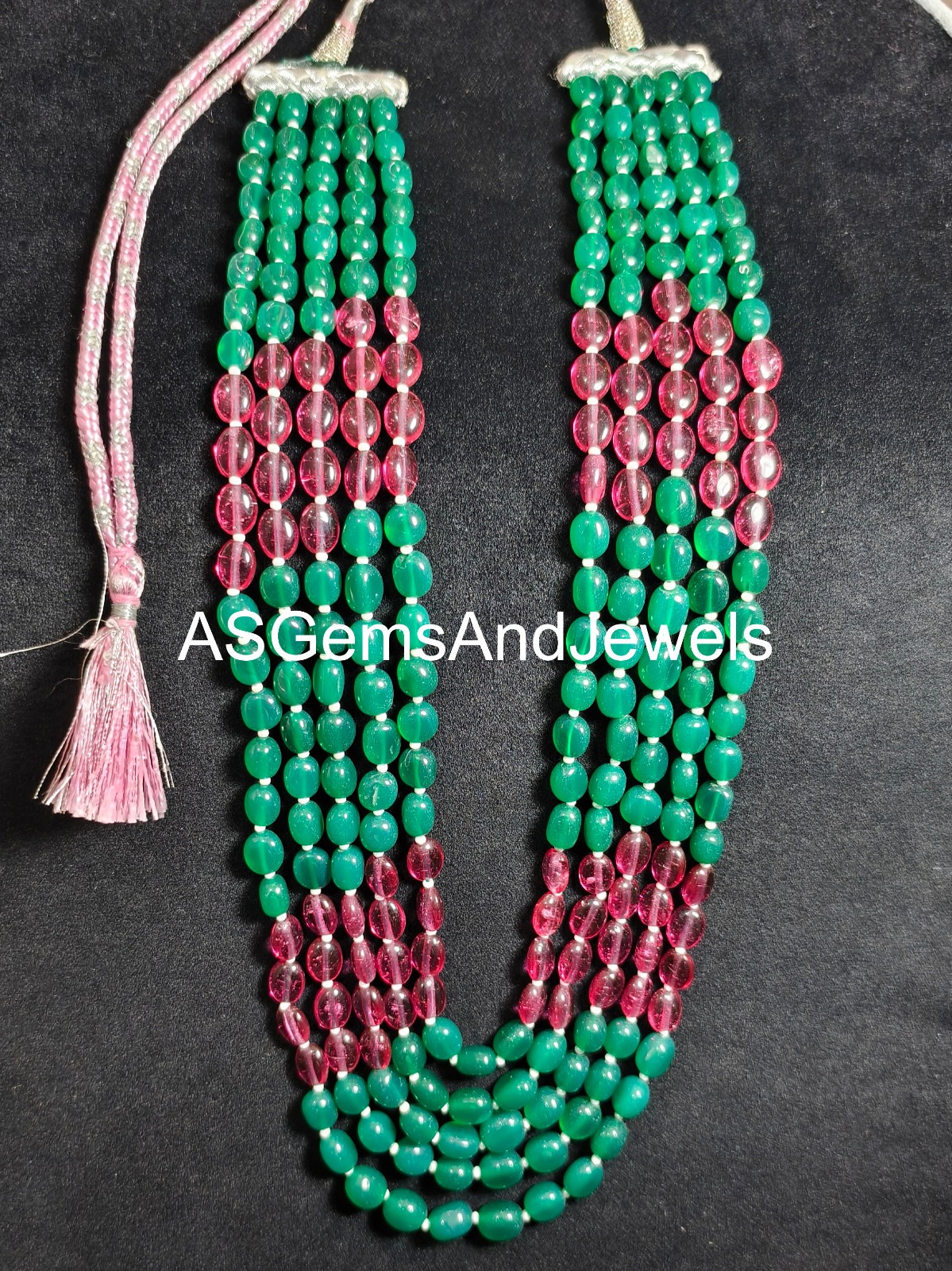 Natural Green Red Onyx Gemstone Oval Beads Necklace Size 6-9mm Handmade Necklace