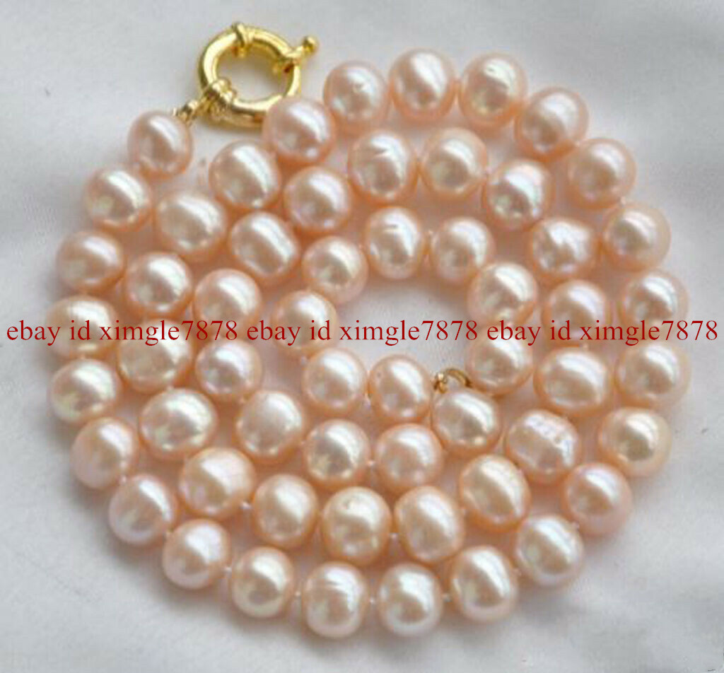 Beautiful 8-9mm Genuine Natural Pink Freshwater Cultured Pearl Necklace 16-28″