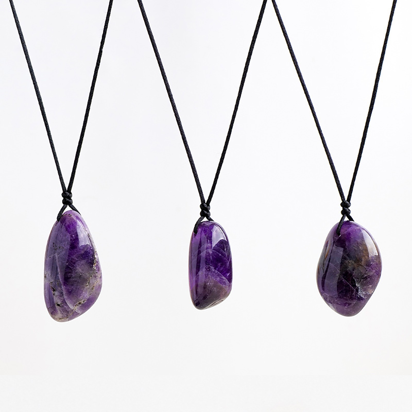 Amethyst Necklace Natural Crystal Pendant Wisdom Spiritual Peace Gift Men Women