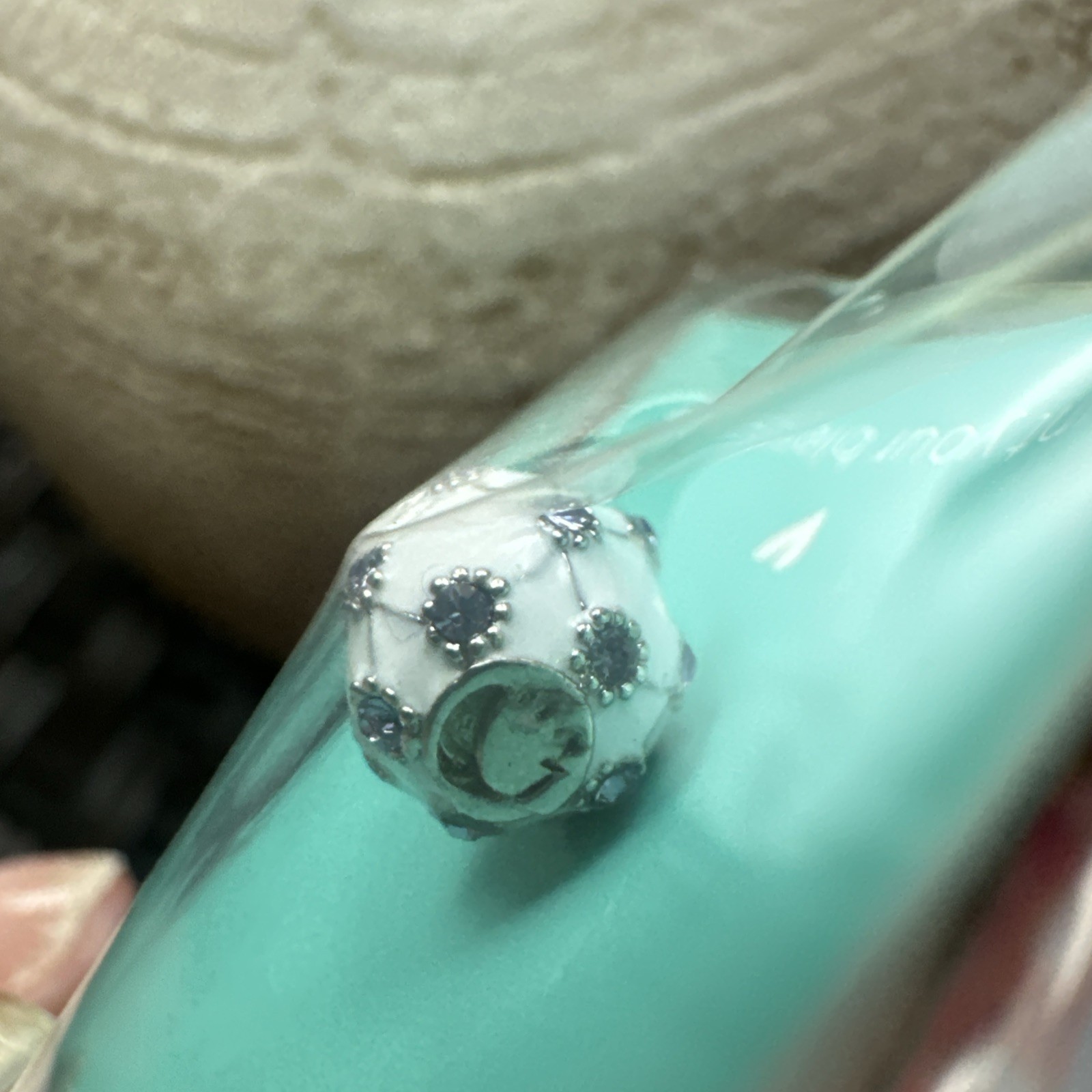 Origami Owl White and Tanzanite with CZ Fabergé Egg Pendant PN2008 NIB