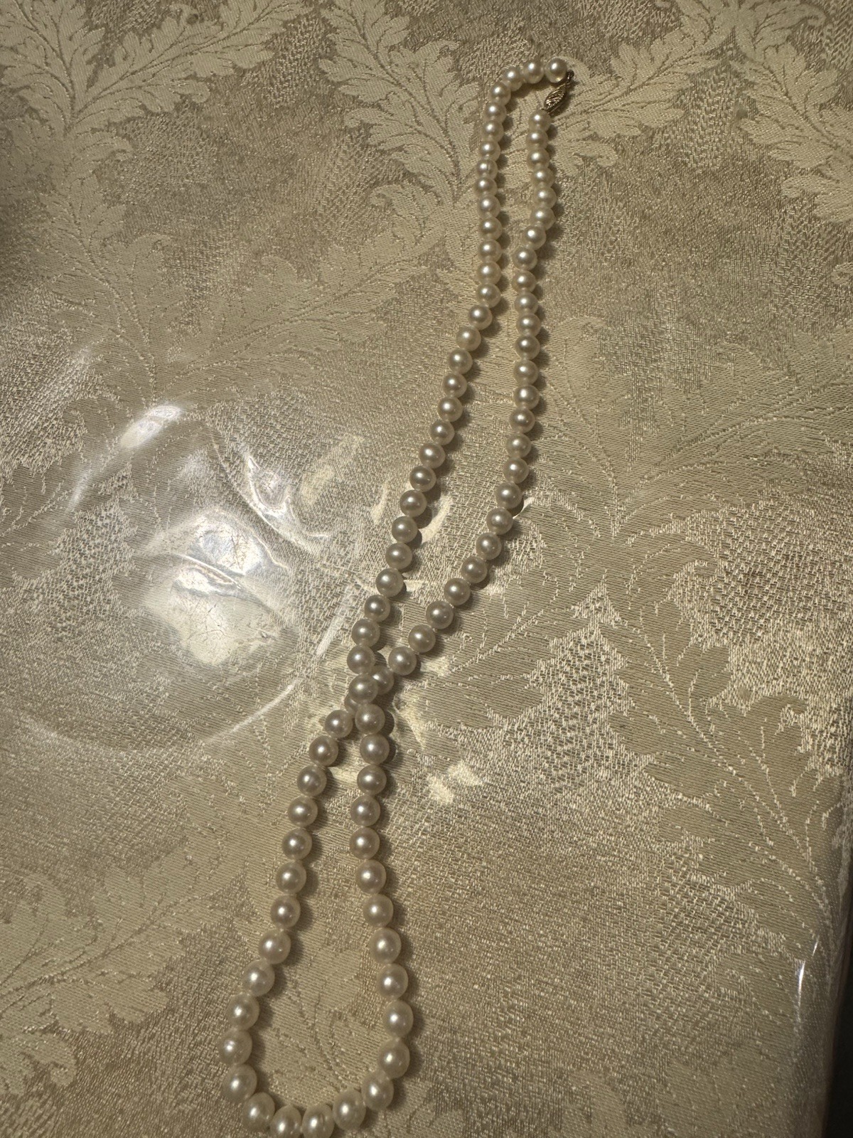 Vintage 14K Gold Clasp 22″ Pearl Necklace Strand Frankl Trading Corp FIC Matinee