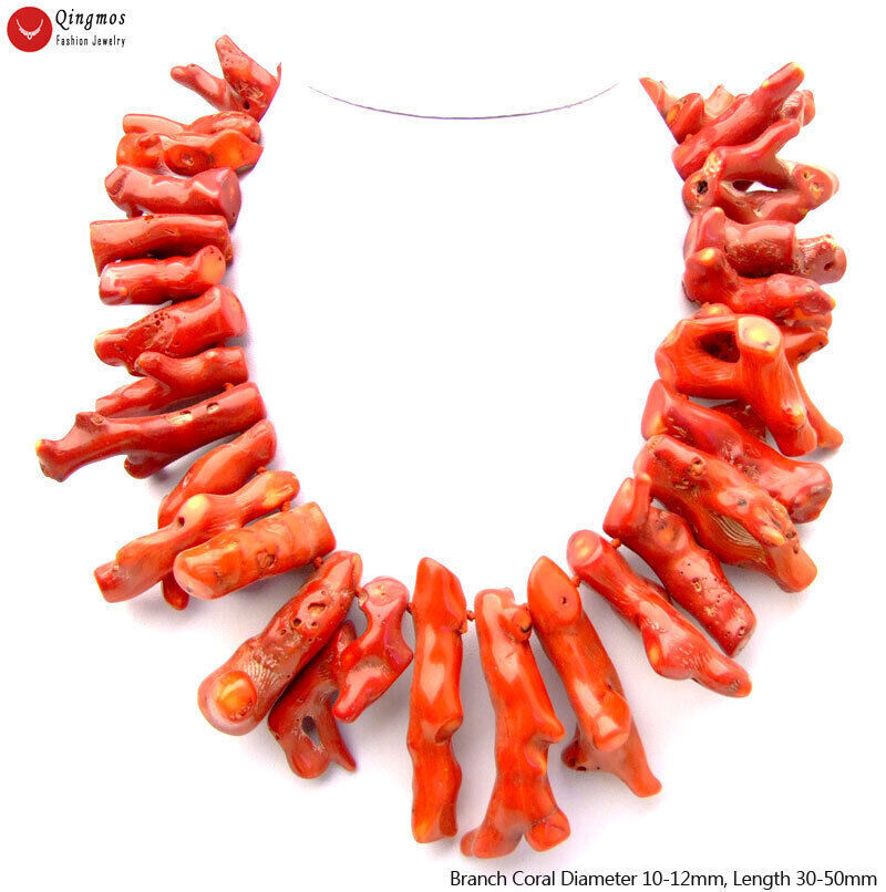 30-50mm Branch Natural Genuine Red Coral Necklace For Women Jewelry Chokers 18″