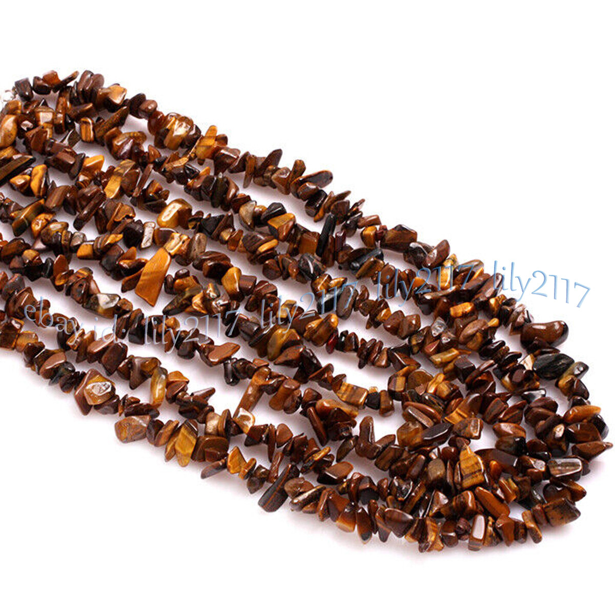 4Row Natural Gemstone Chip Cluster Statement Beads Multi-Strand Necklace 17-20”