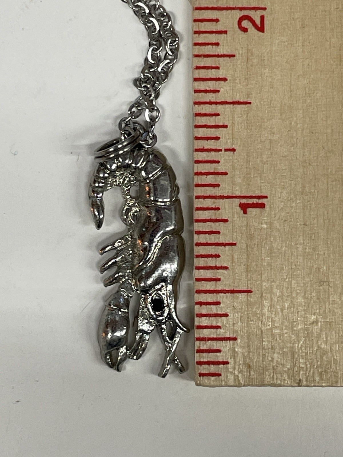 Crawfish Lobster SM Silver Necklace 18” Stainless Coastal Jewelry Sea Life NEW